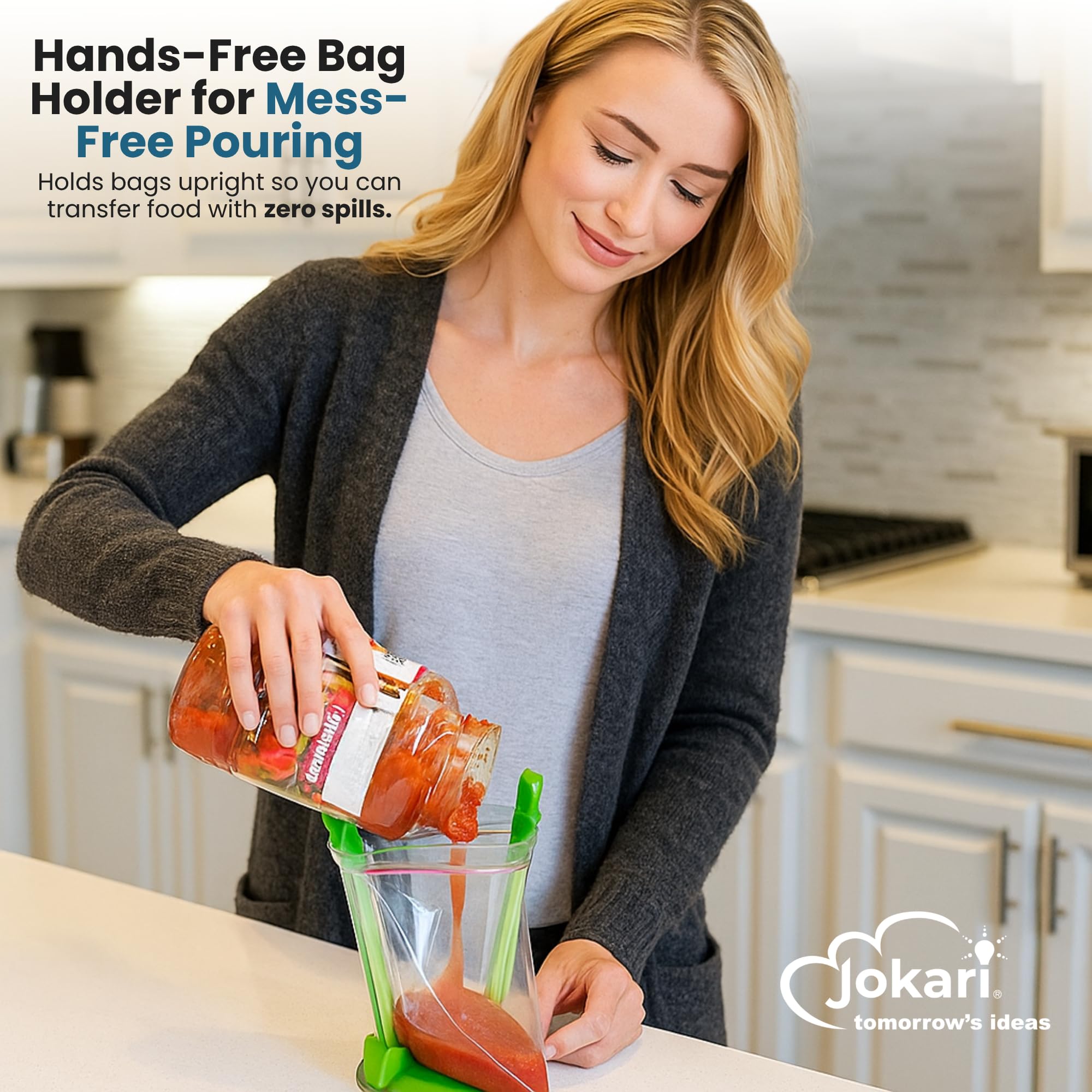 Jokari Baggy Rack Stand shows adjustable arms ready to fit bags
