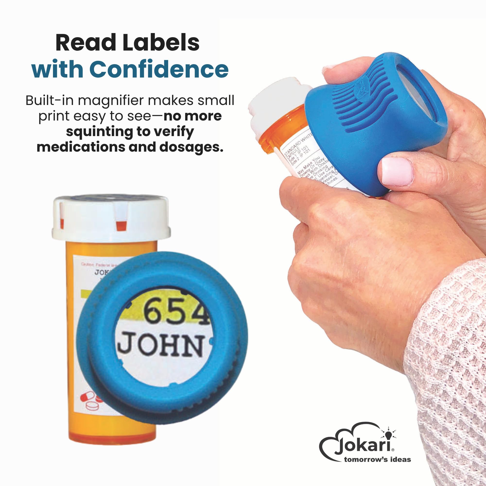 Jokari bottle-top grip demonstrates the ergonomic handle for easier opening.