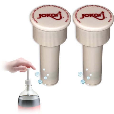 Two Jokari Fizz Keeper Pump Cap units in a 2-pack ready for use