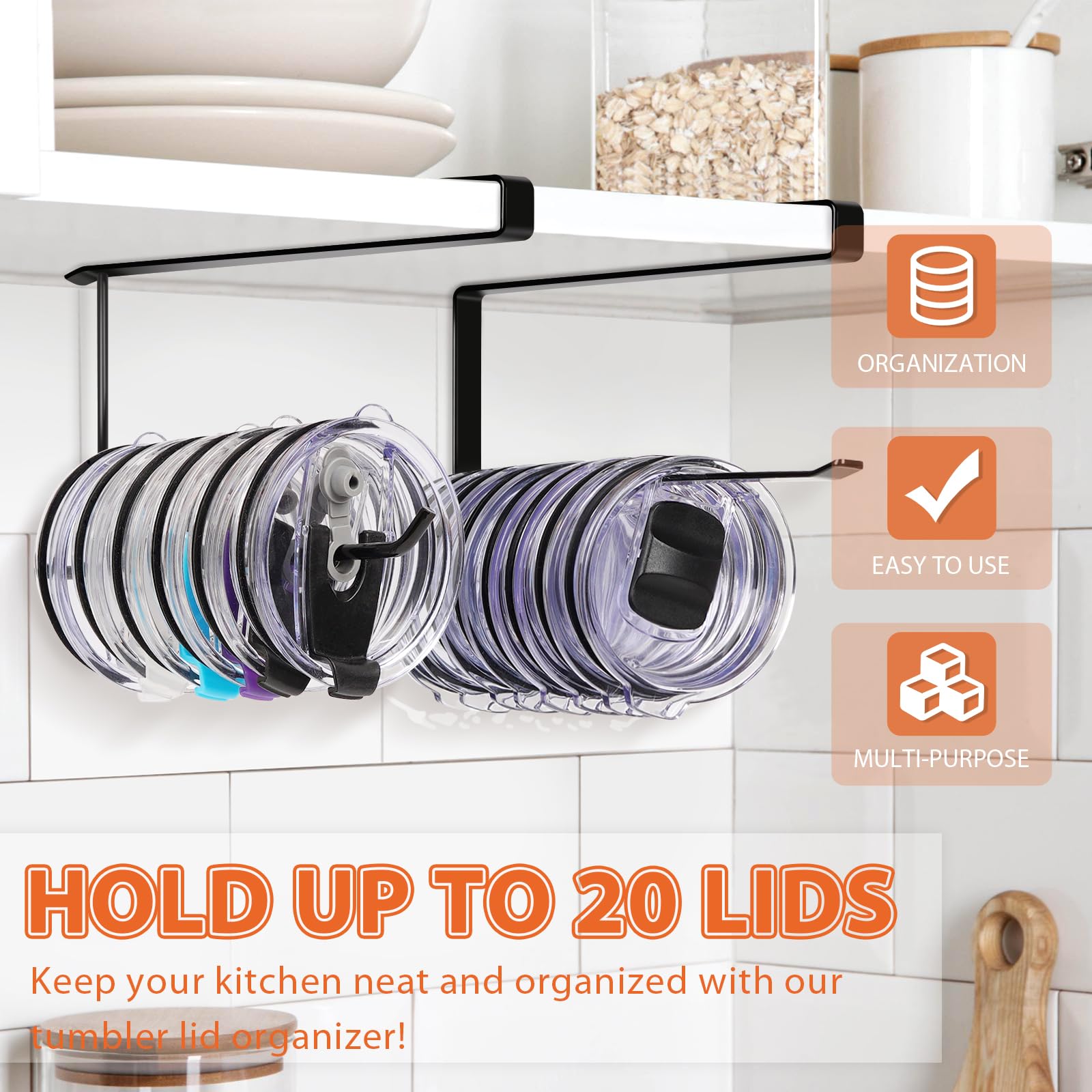 Jolensoy flat lid organizer keeps flat and straw lids tidy