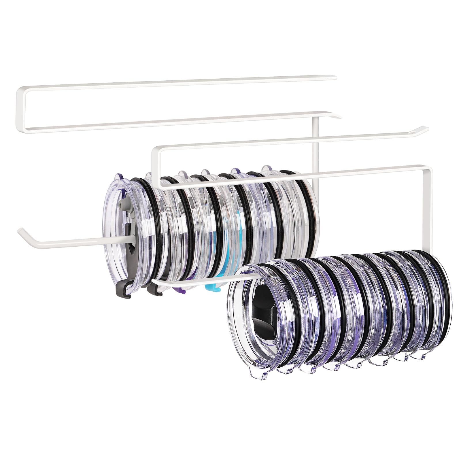 Jolensoy tumbler lid organizer round under cabinet holds up to 20 lids.