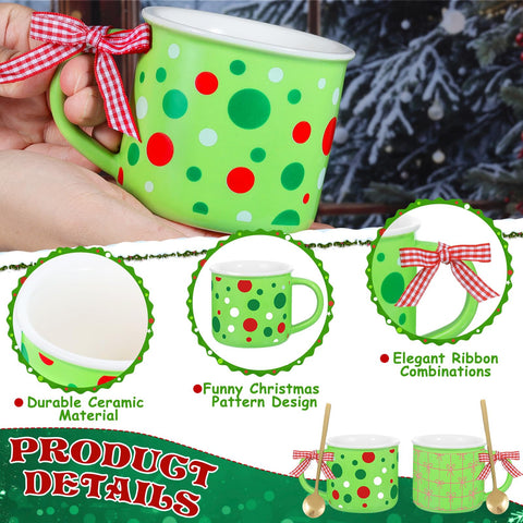 JolliKids red green white polka dot design mug, festive without clutter.