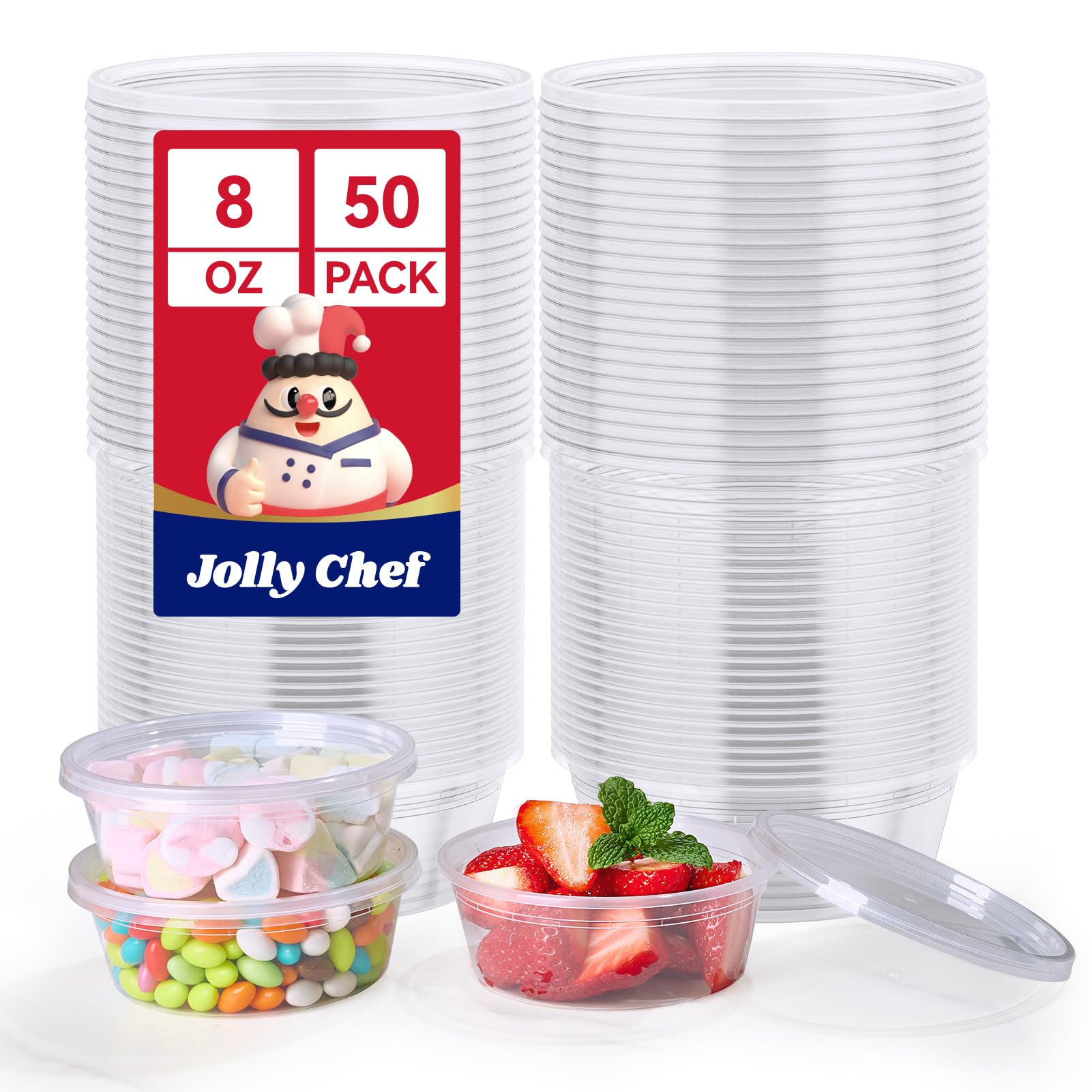 JOLLY CHEF 8oz deli container stackable for easy pantry organization