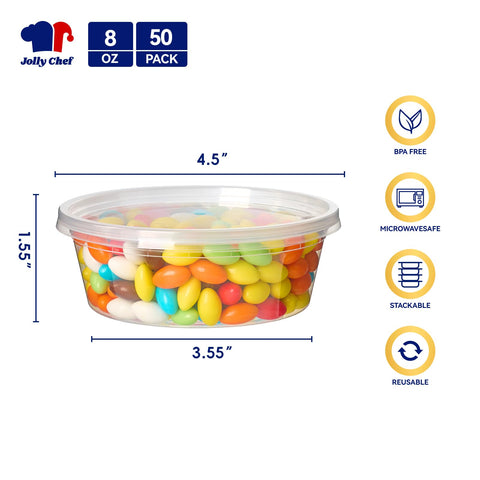 JOLLY CHEF 8oz deli container with leakproof lid for mess-free transport