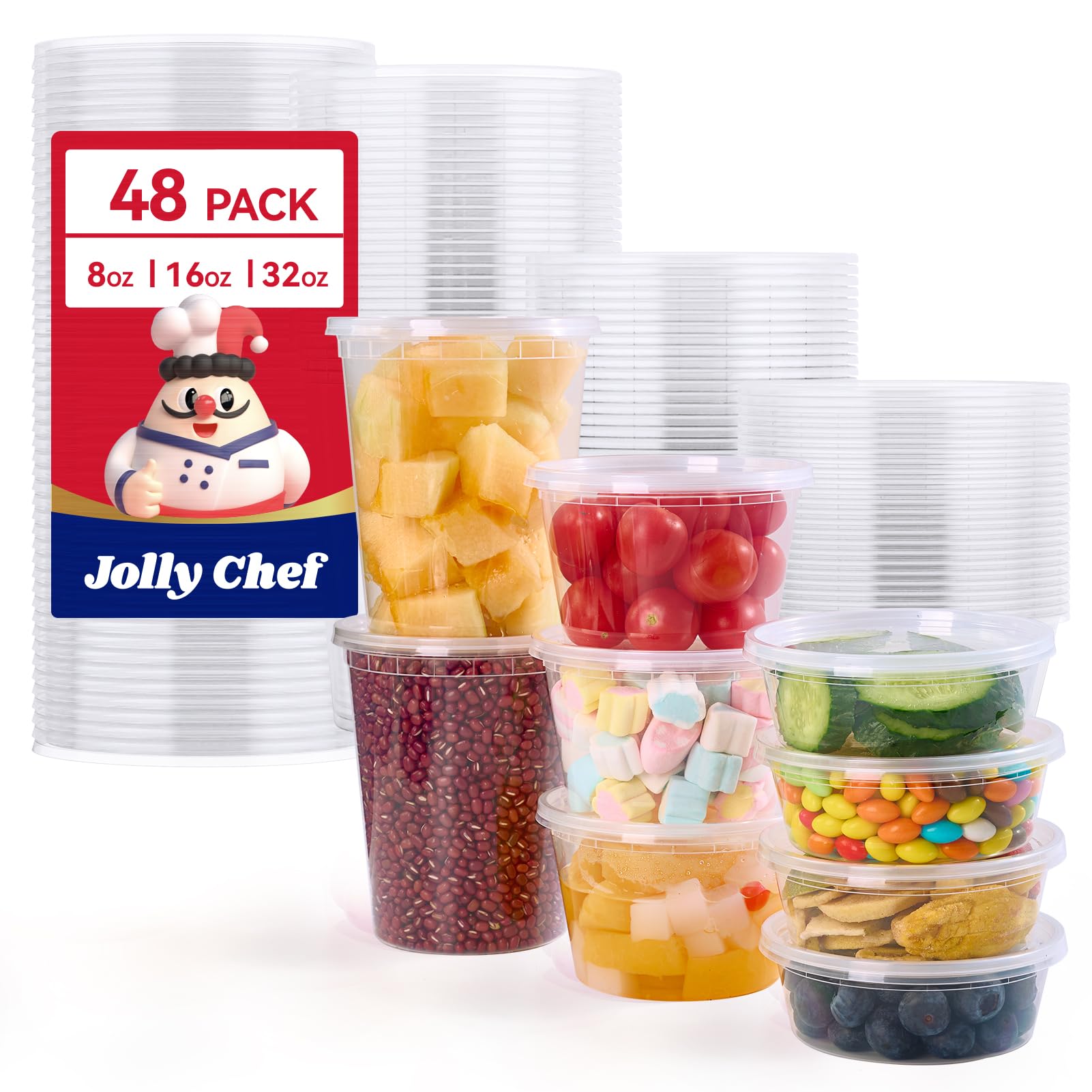 JOLLY CHEF 8oz container with lid for easy sauce portioning.