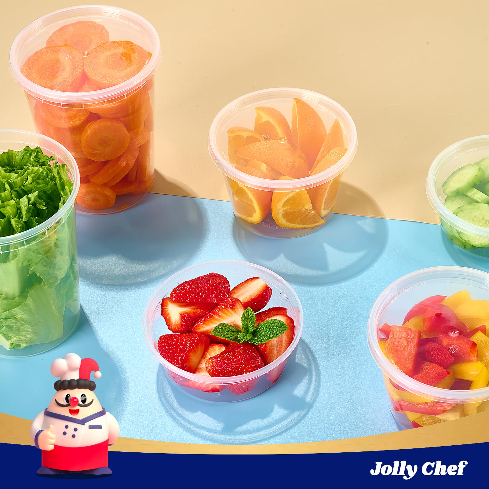 JOLLY CHEF leak-proof seal prevents spills during transport.