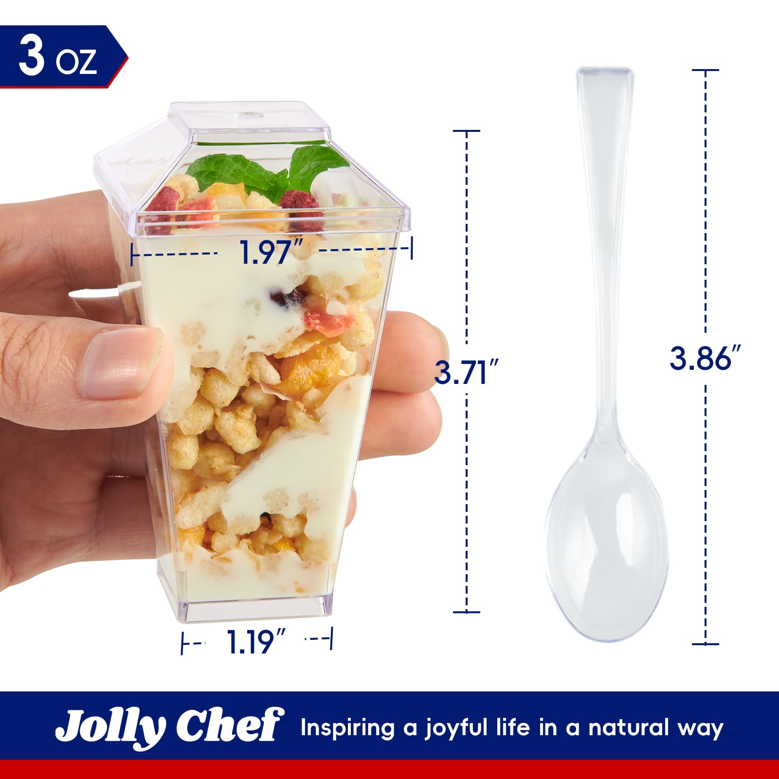 JOLLY CHEF dessert cup with clear lid ideal for tastings.