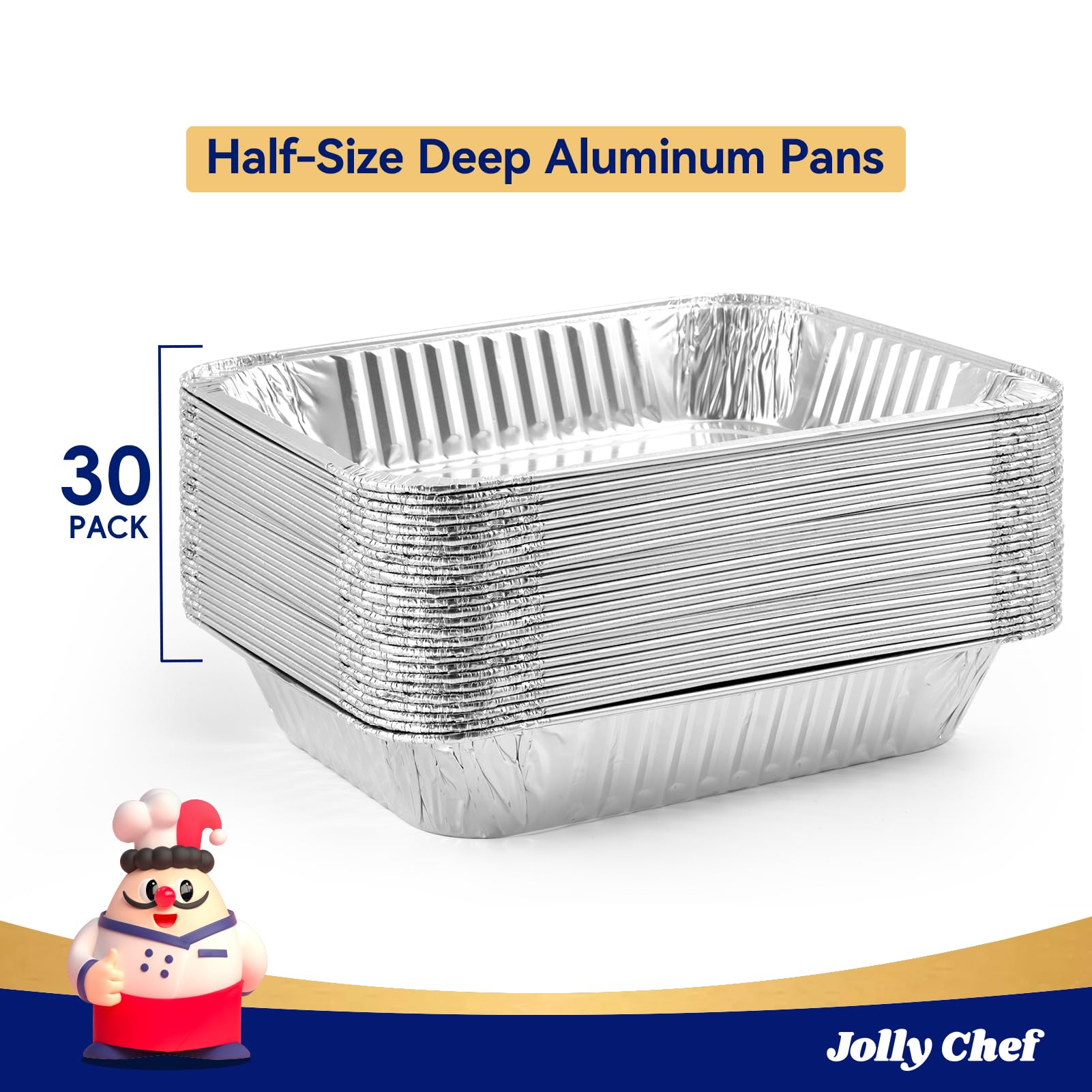 JOLLY CHEF heavy-duty foil pan, durable and oven-safe for roasting and baking.