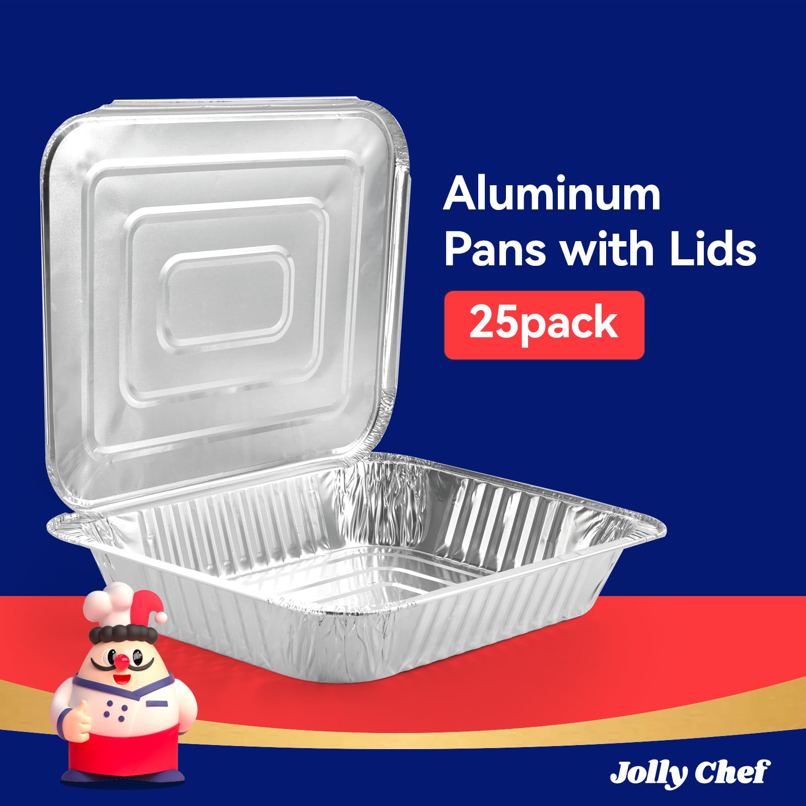 JOLLY CHEF heavy-duty foil pan resists leaks and spills