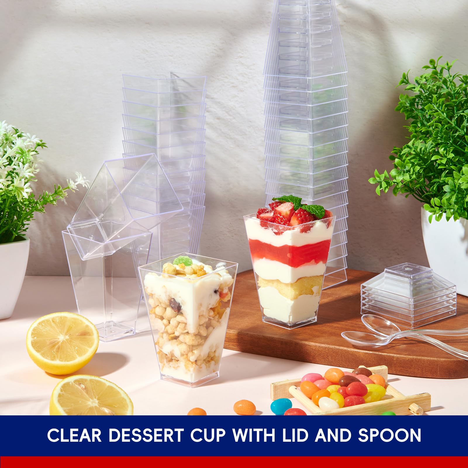 JOLLY CHEF versatile cups for desserts and appetizers at parties.