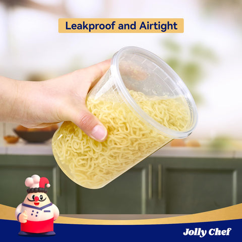 JOLLY CHEF stackable design saves fridge space and keeps shelves tidy.