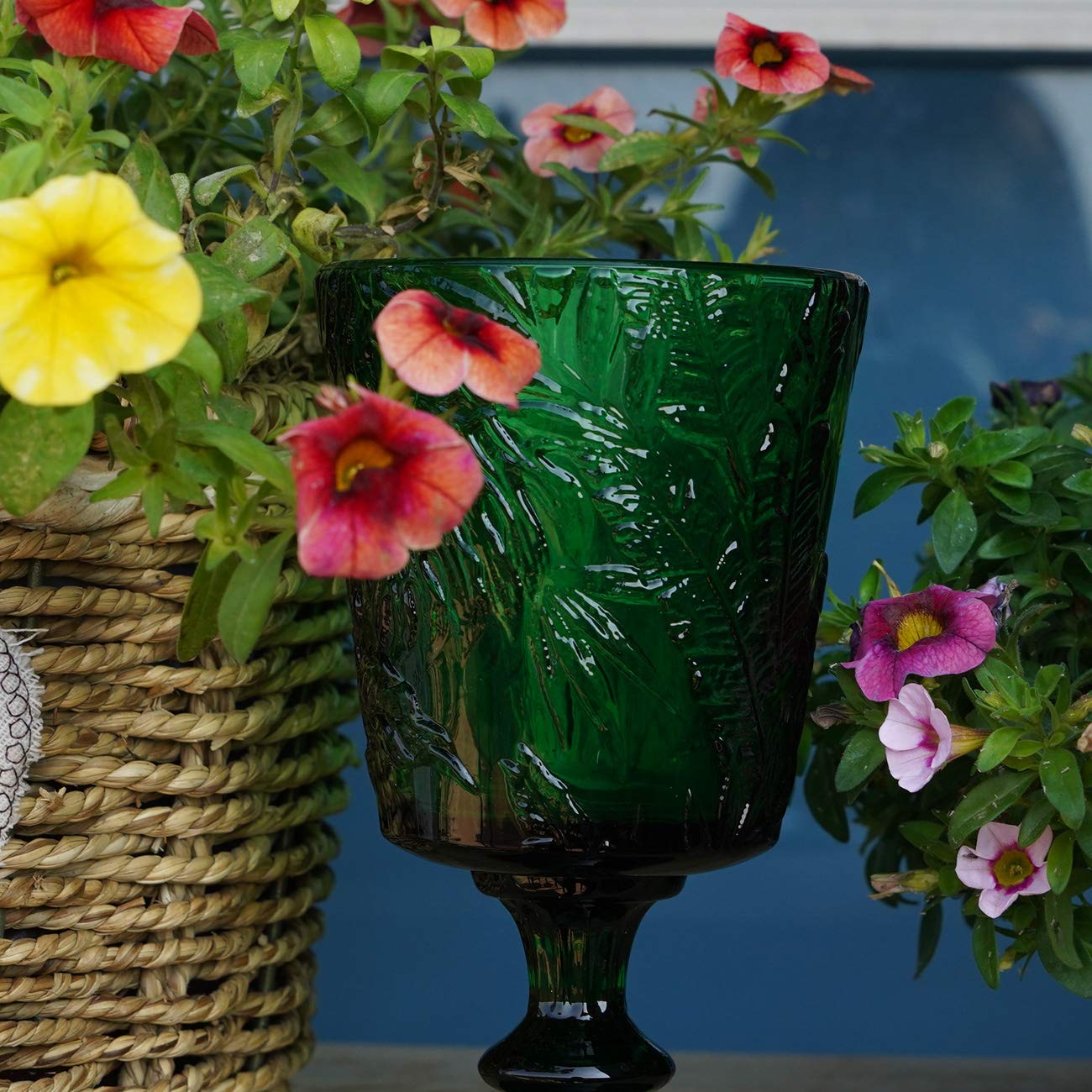 Jomop pressed green wine glasses highlight retro glassware with timeless appeal.