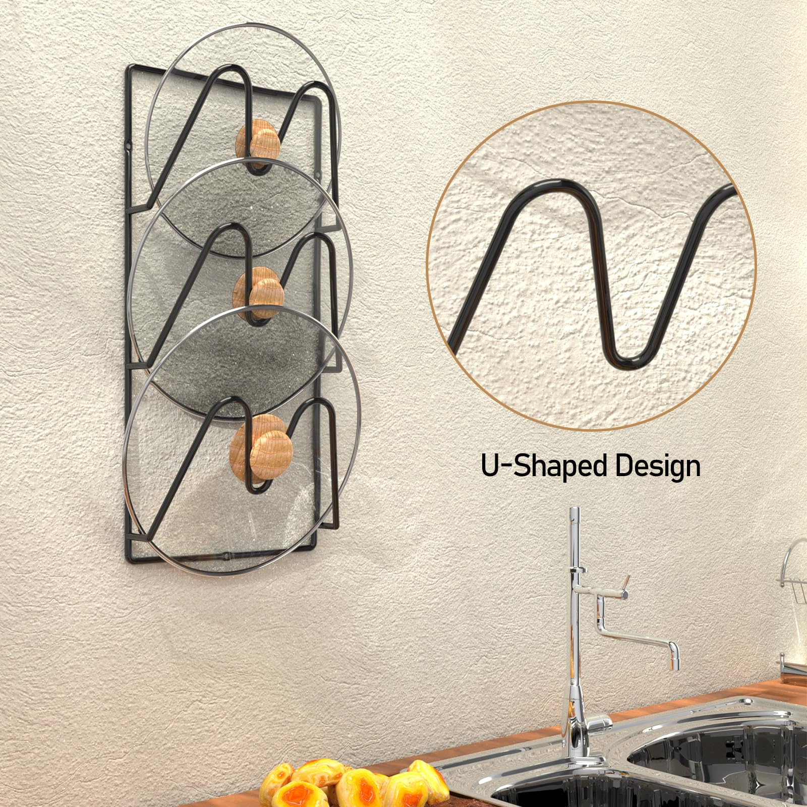Jomoto lid organizer with durable black coating resisting scratches