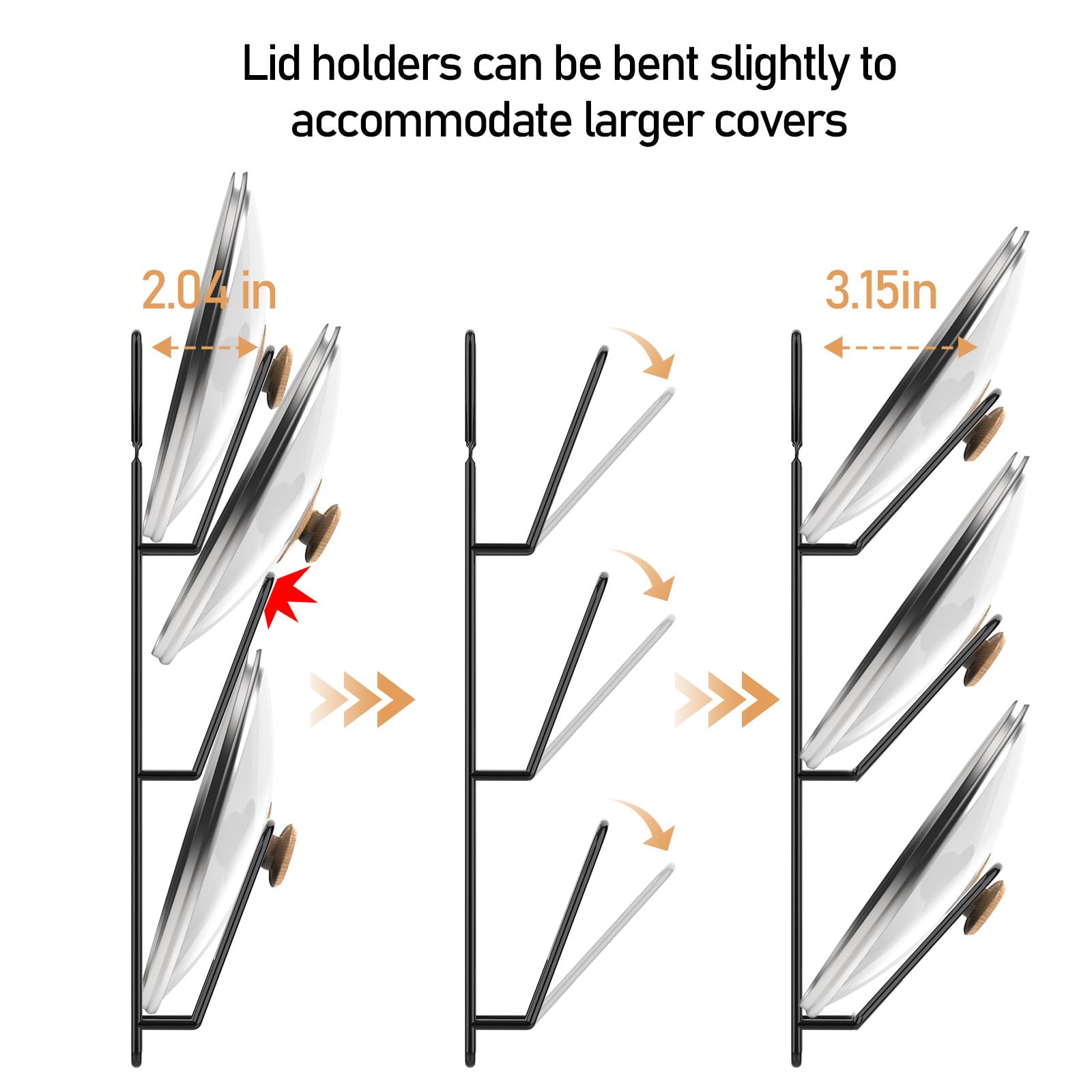 Jomoto adhesive-mount lid organizer hooks mounted above counter