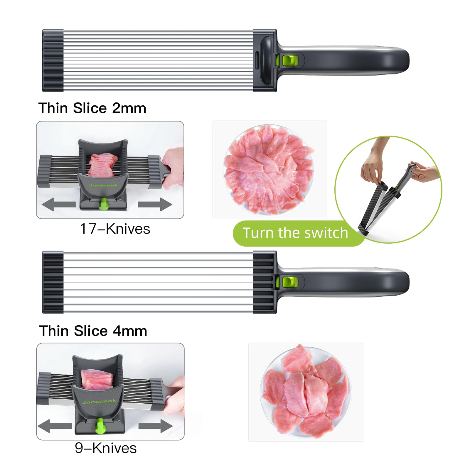 Jonscook adjustable 2 mm thickness for jerky and stir fry