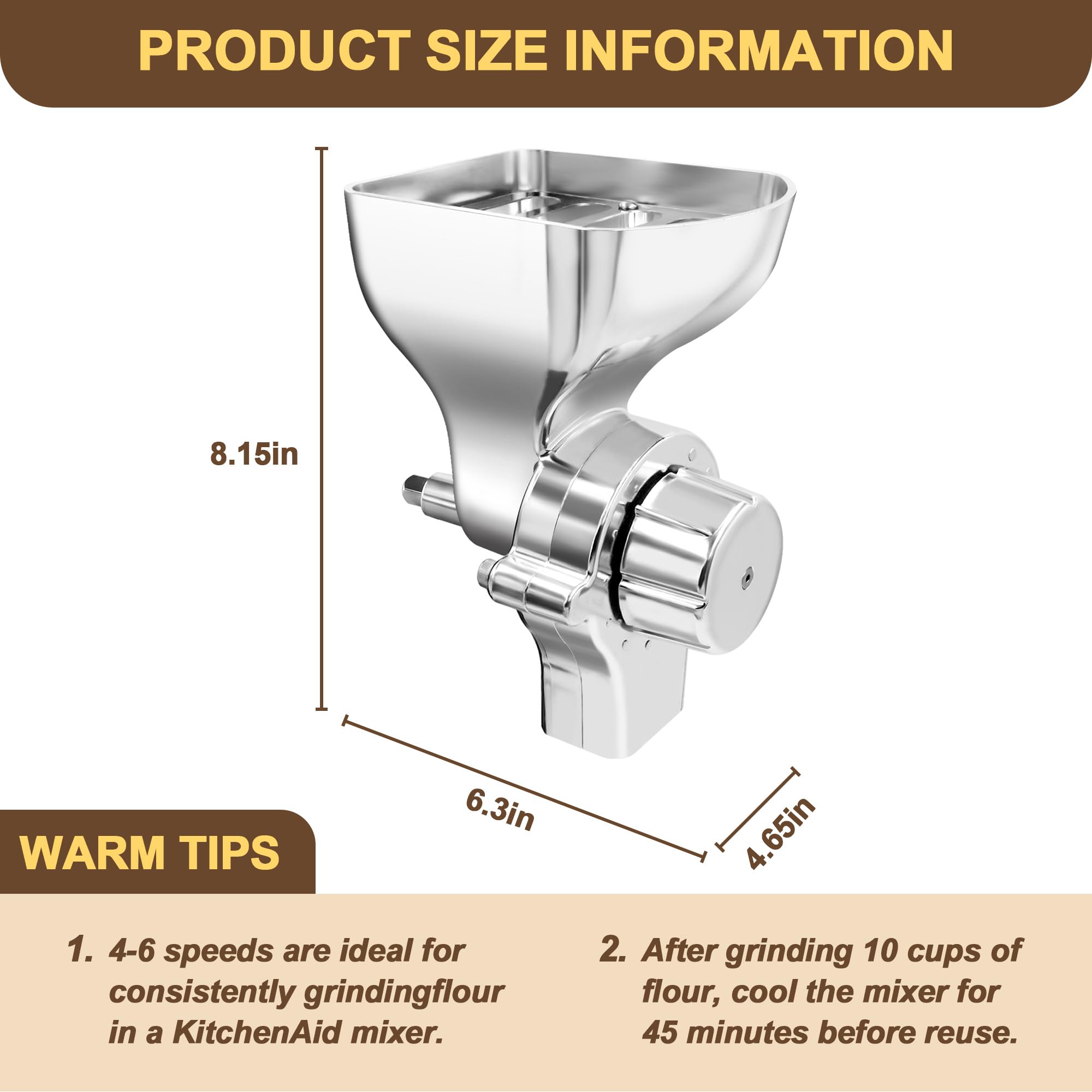 Adjustable grind levels depicted for coarse to fine flour with Jooke attachment