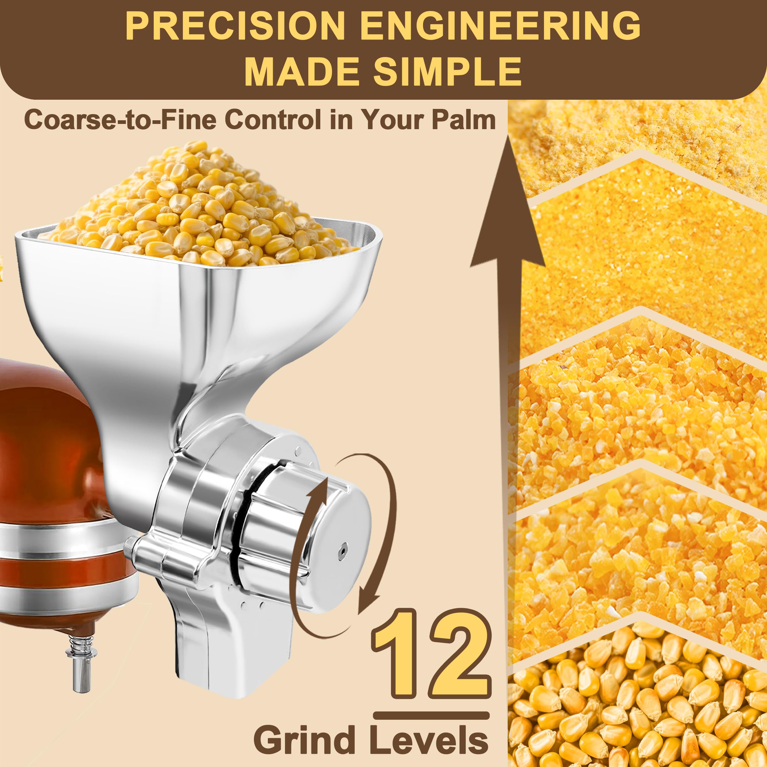 Mixer connected with Jooke grain mill on KitchenAid for simple setup