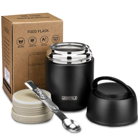 JOOPETALK 17oz insulated lunch container in black keeps meals warm during commutes