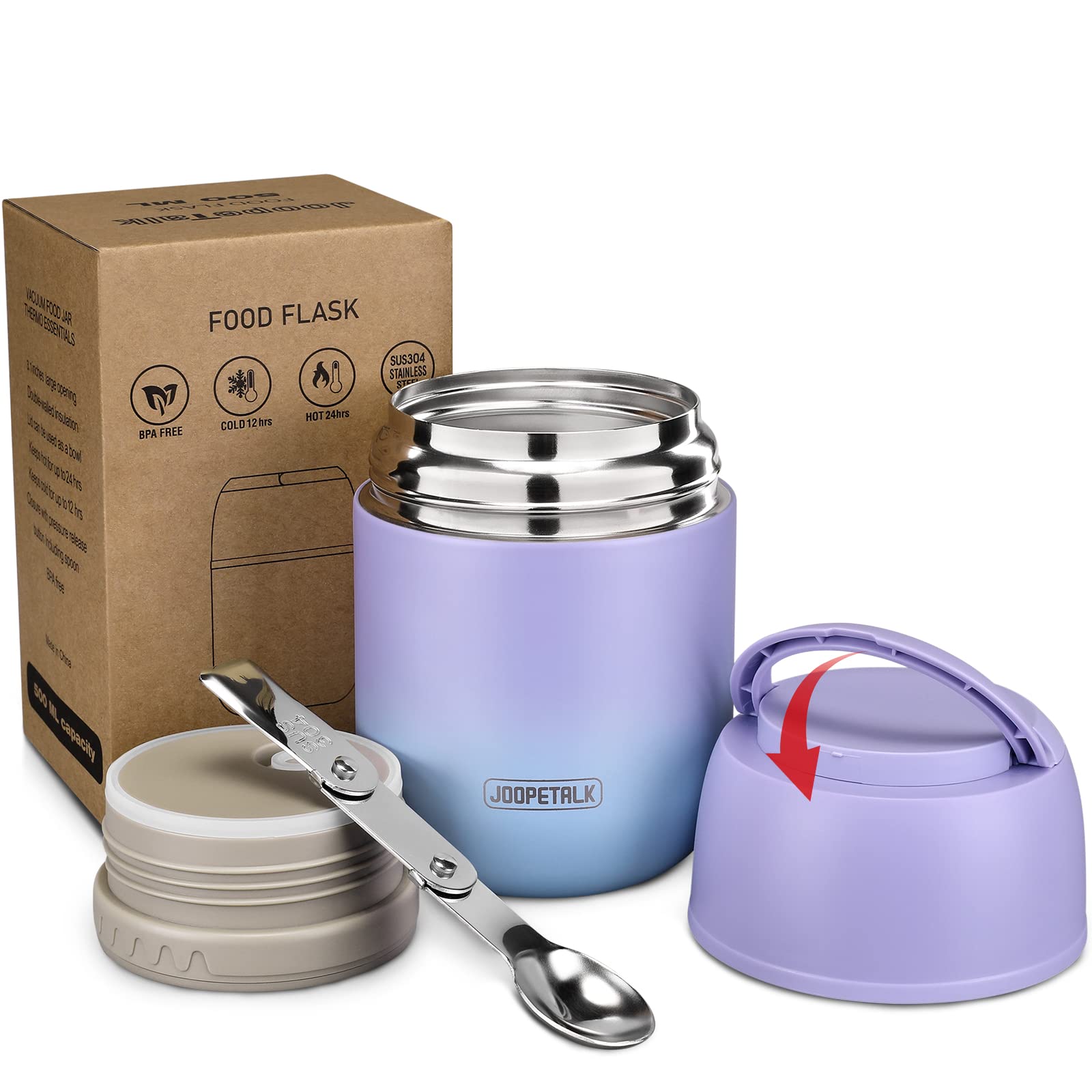 JOOPETALK 17oz insulated lunch container in purple-blue keeps meals warm on the go.