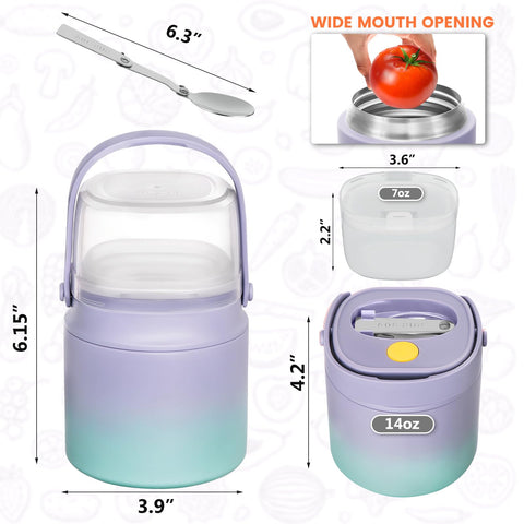 JOOPETALK 18-8 stainless steel insulated jar keeps meals warm or cool.