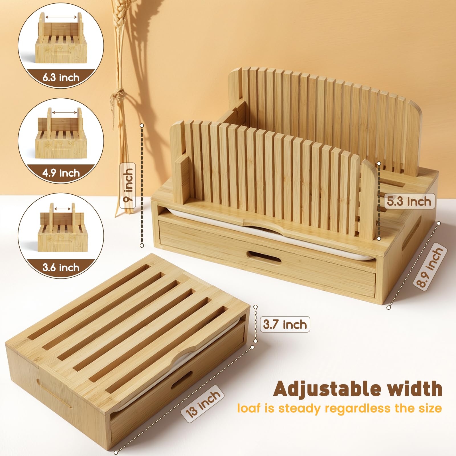 Joothlin bread slicer with storage drawer for organization.