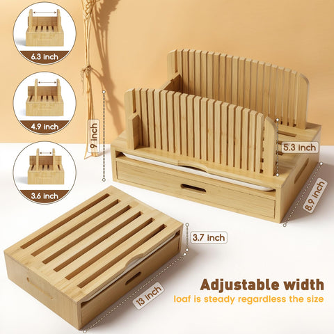 Joothlin bread slicer with storage drawer for organization.