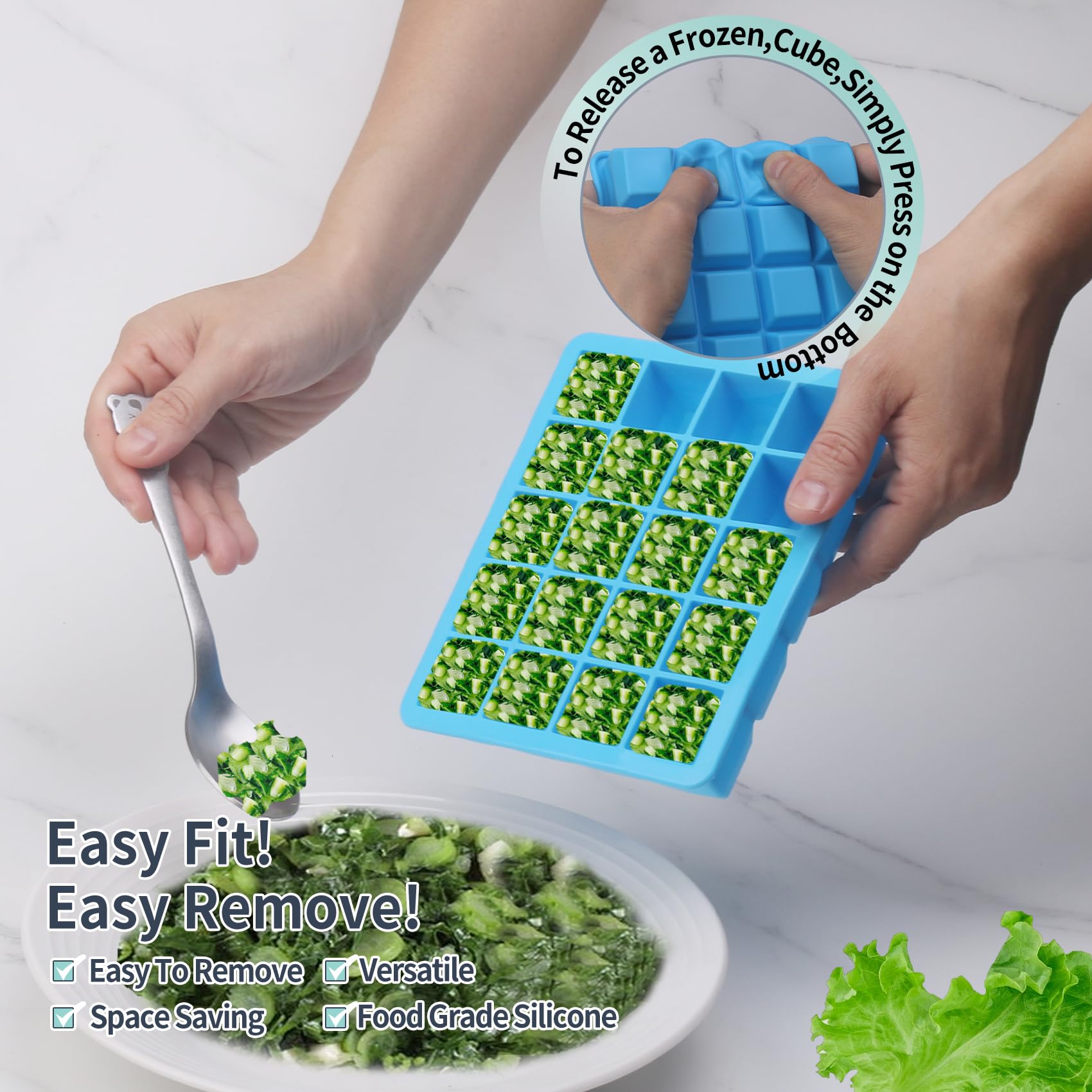 Jootic freezer mold for vegetable purees enables fast baby food prep.