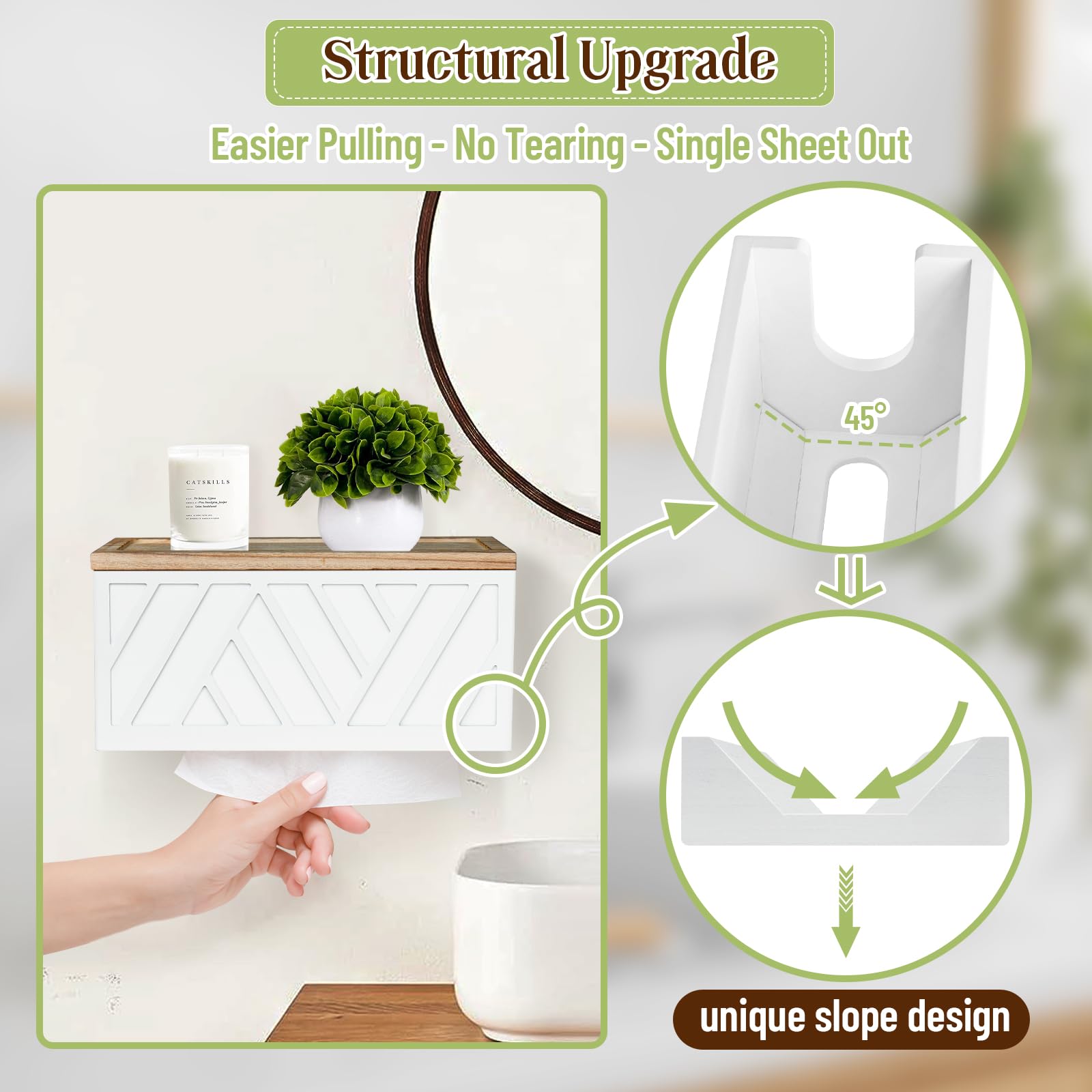 Jorkol solid wood finish adds rustic charm to bathroom or kitchen decor