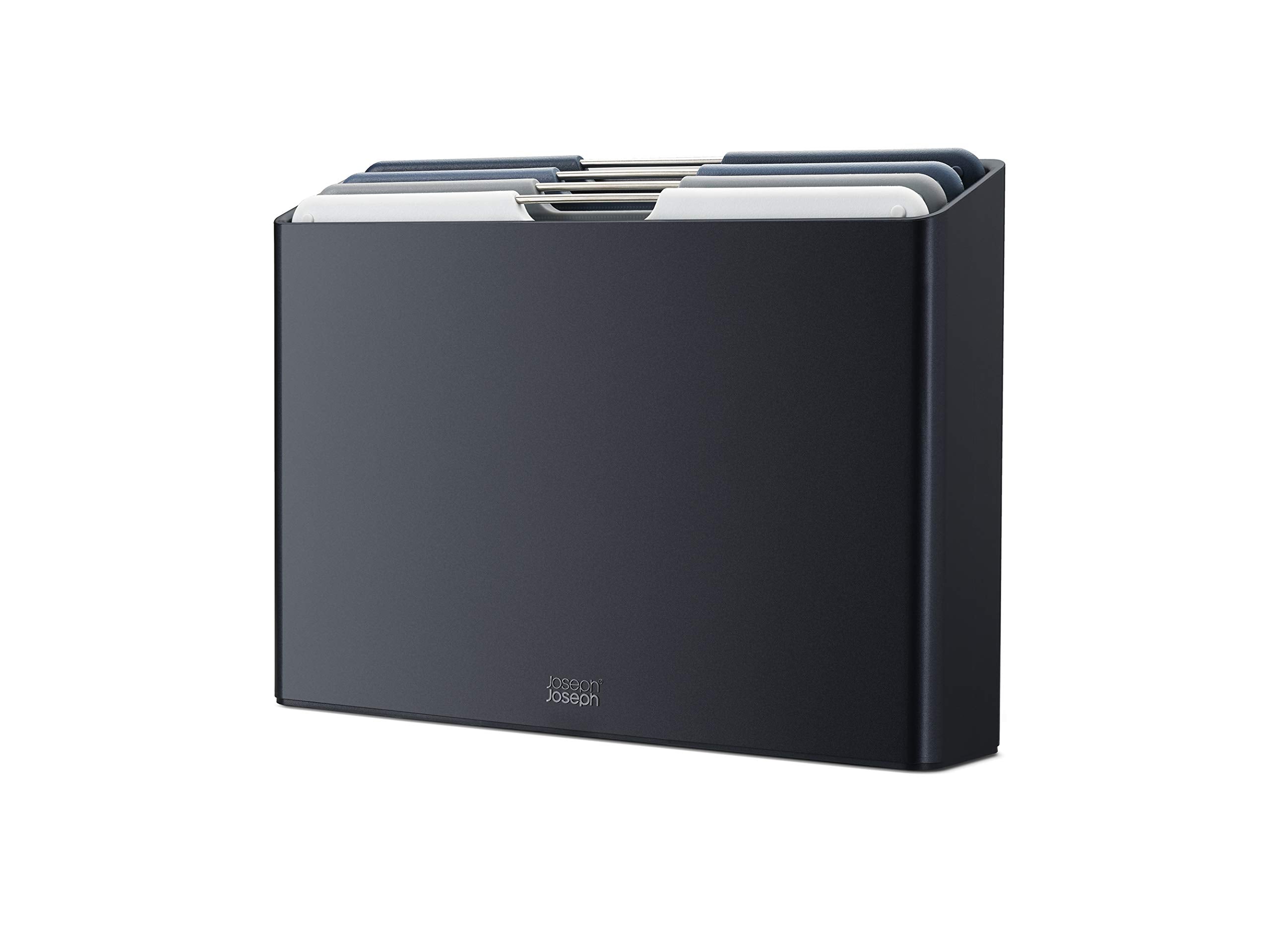 Joseph Joseph Folio graphite 4-piece set with organized, color-coded boards for safe prep