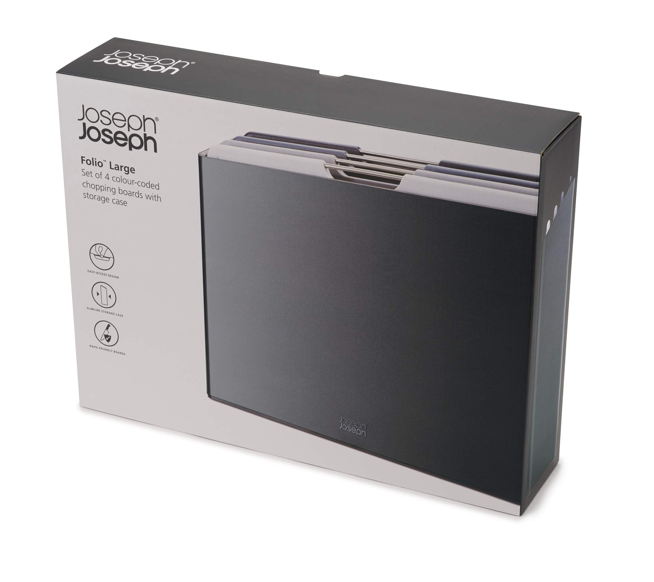 Joseph Joseph Folio tiered boards with stainless-steel rails for quick selection