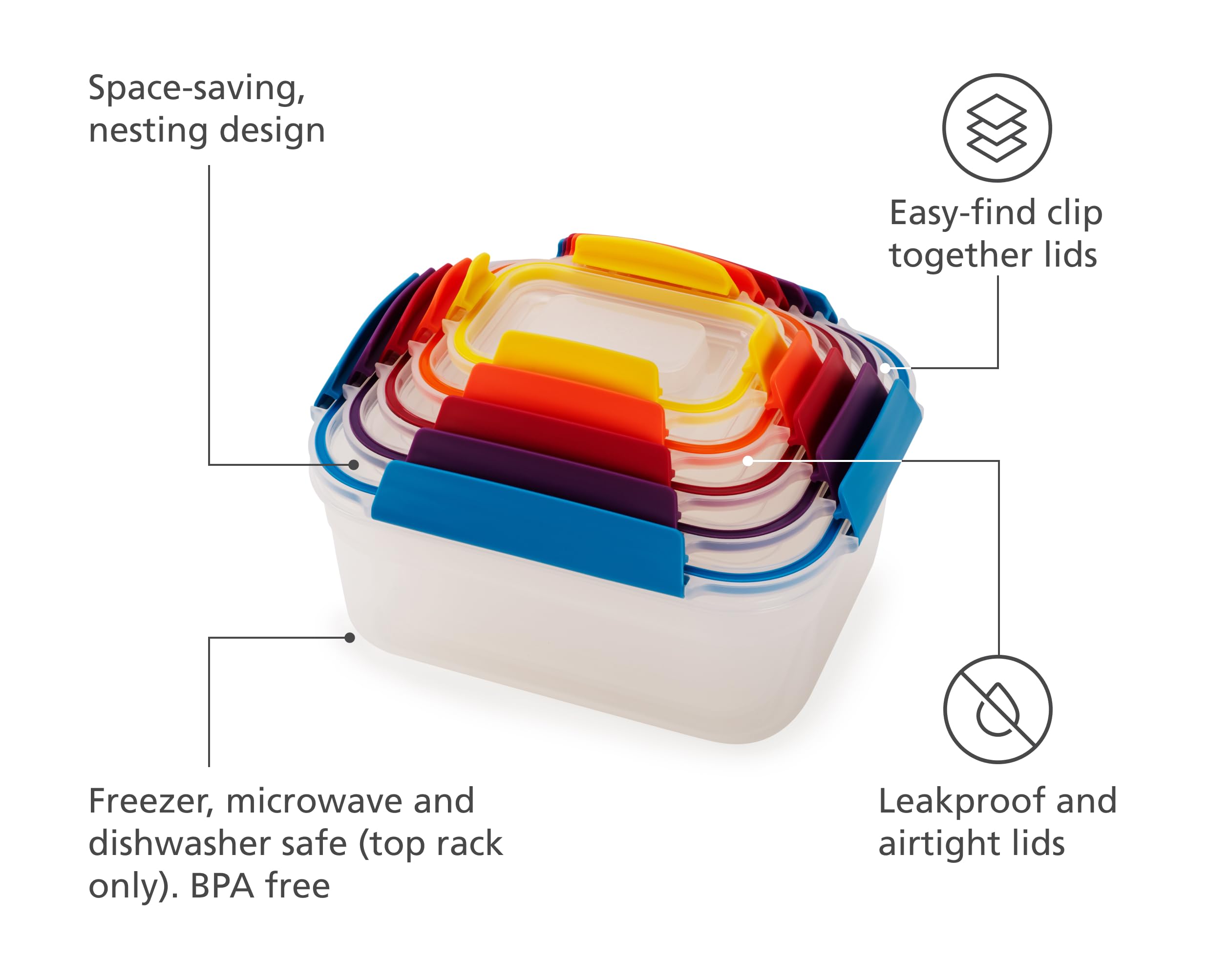 Joseph Joseph Nest Lock airtight leakproof lids for freshness and spills prevention