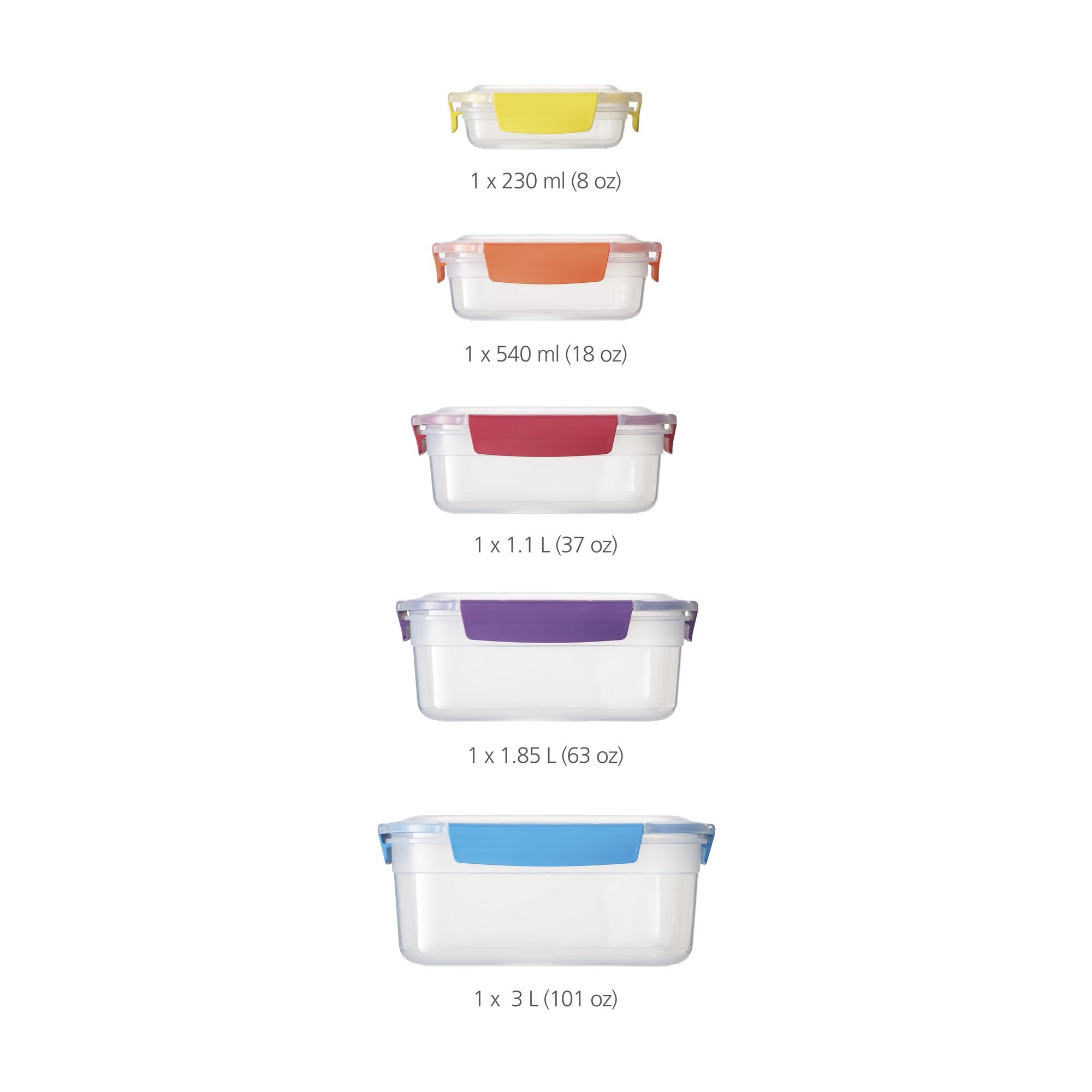 Joseph Joseph Nest Lock lids color-coded for quick identification