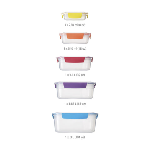 Joseph Joseph Nest Lock lids color-coded for quick identification