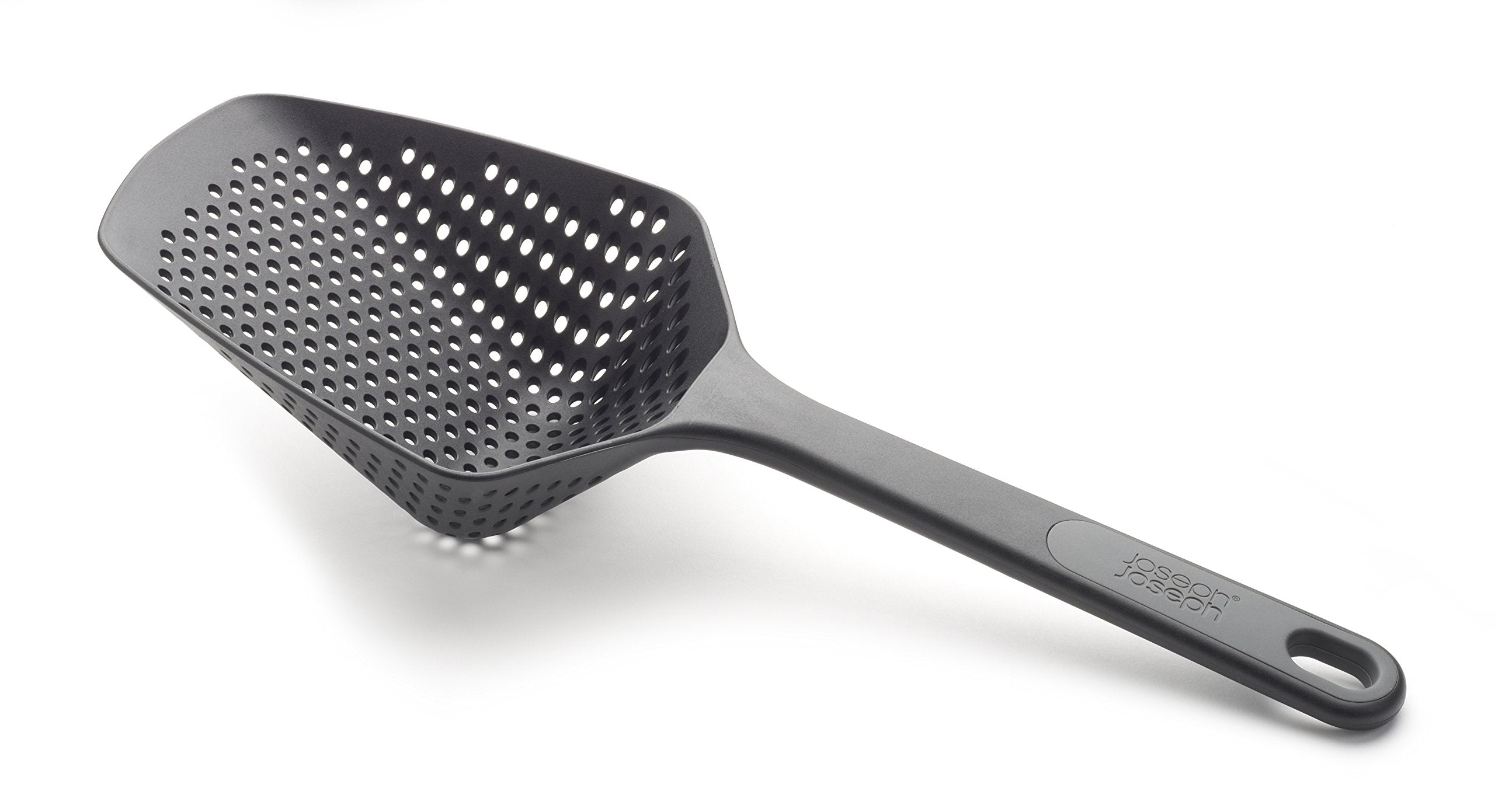 Joseph Joseph Scoop Plus Colander full product view for easy from-pan use.