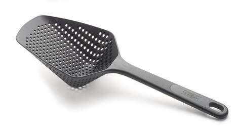 Joseph Joseph Scoop Plus Colander full product view for easy from-pan use.