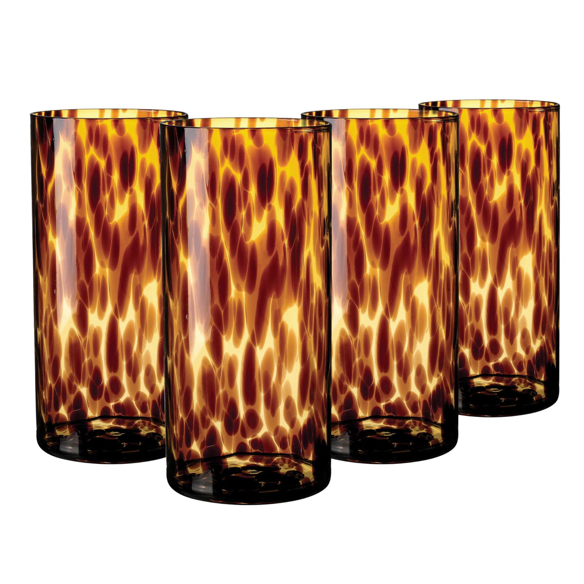 Joseph Sedgh Collection tortoise-shell highball glass set four pieces, ideal for entertaining