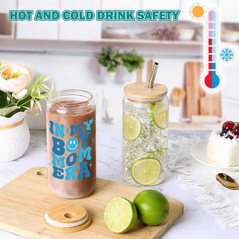JOSTTER Boy Mom glass cup hand-held moment, keeps drinks stylish and easy to rinse