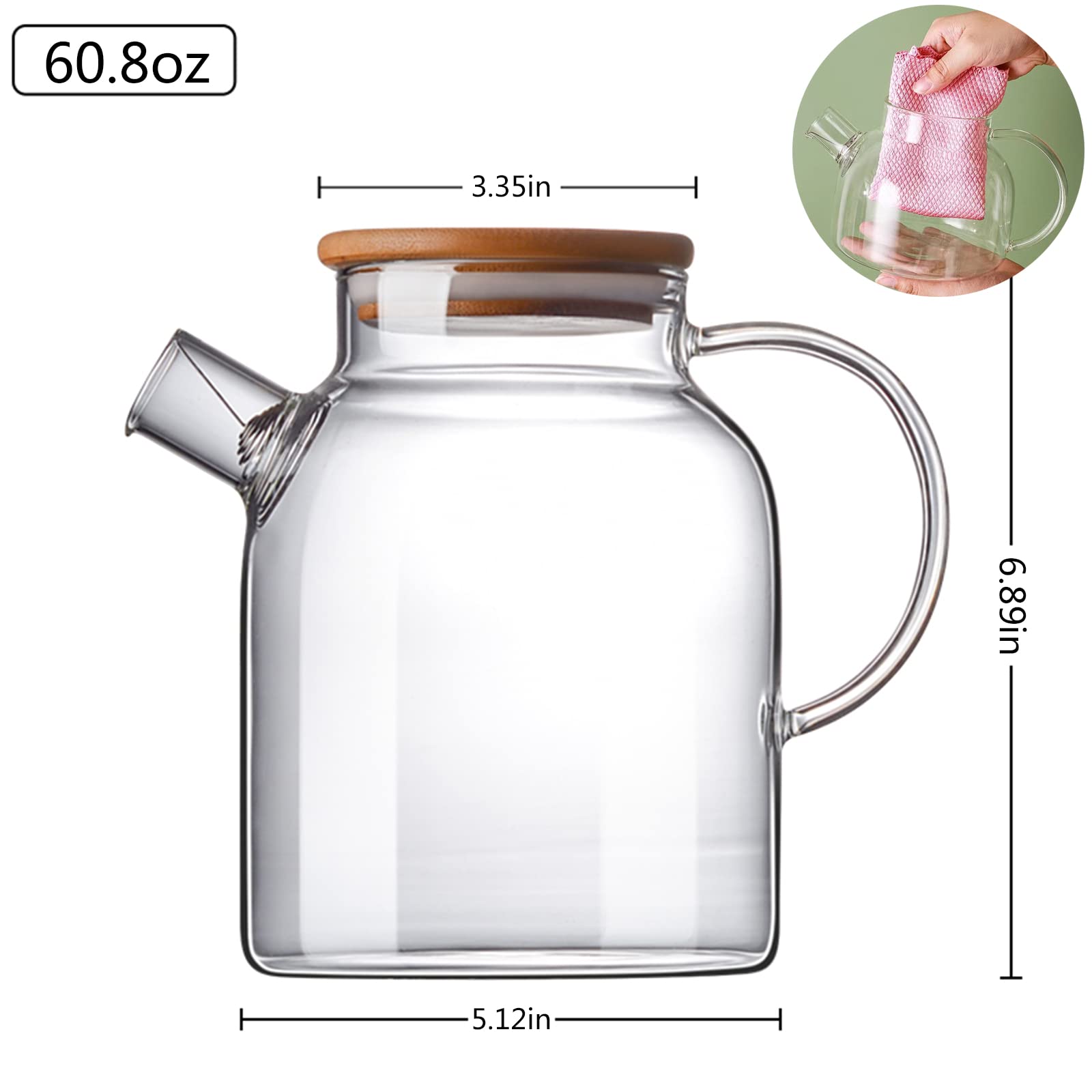 JOUALY bamboo lid and ergonomic handle ensure a leak-proof pour