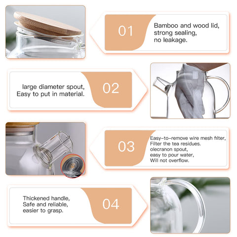 JOUALY removable stainless steel infuser for clean, leaf-free pouring