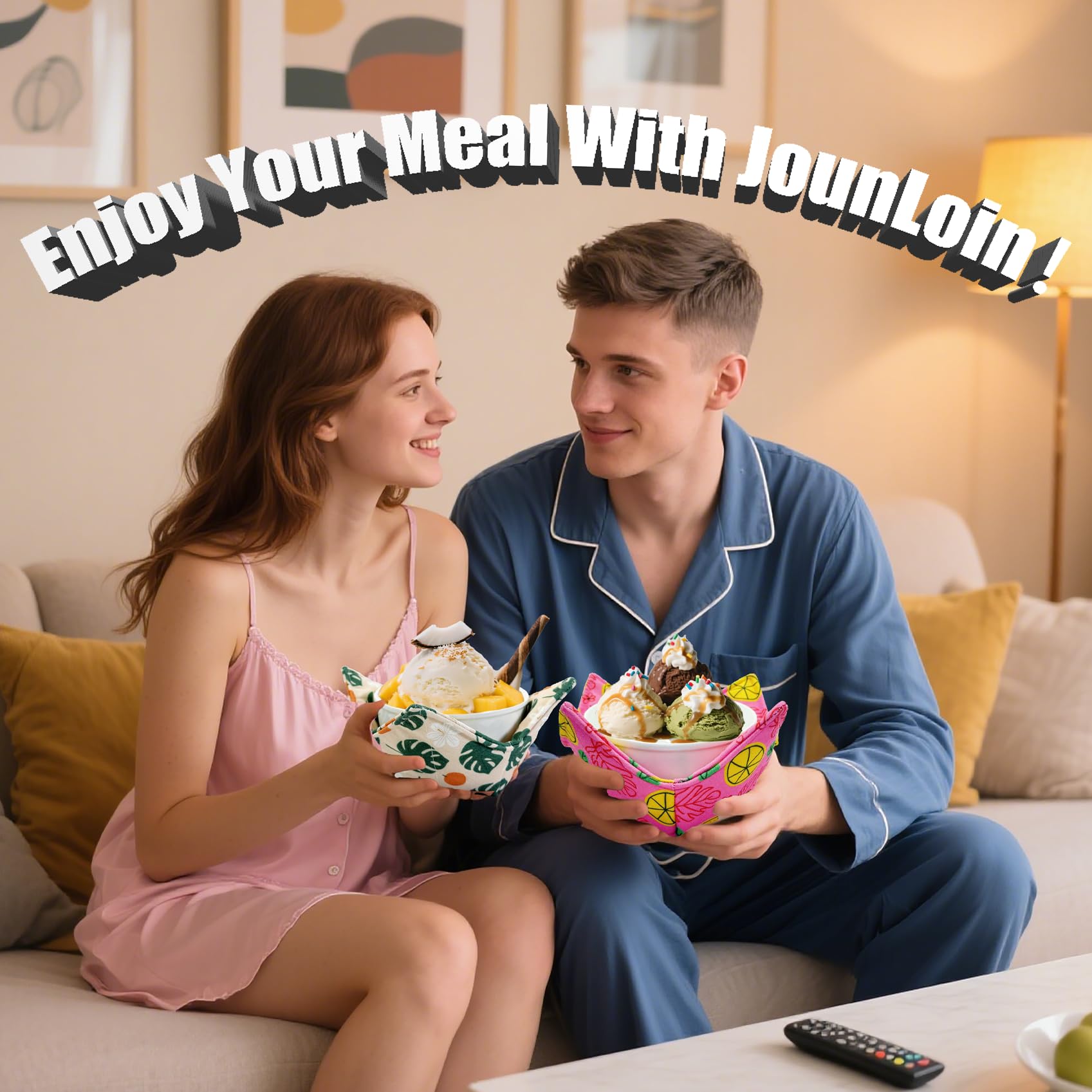 JounLoin cotton bowl cozy protects hands and countertops when serving.
