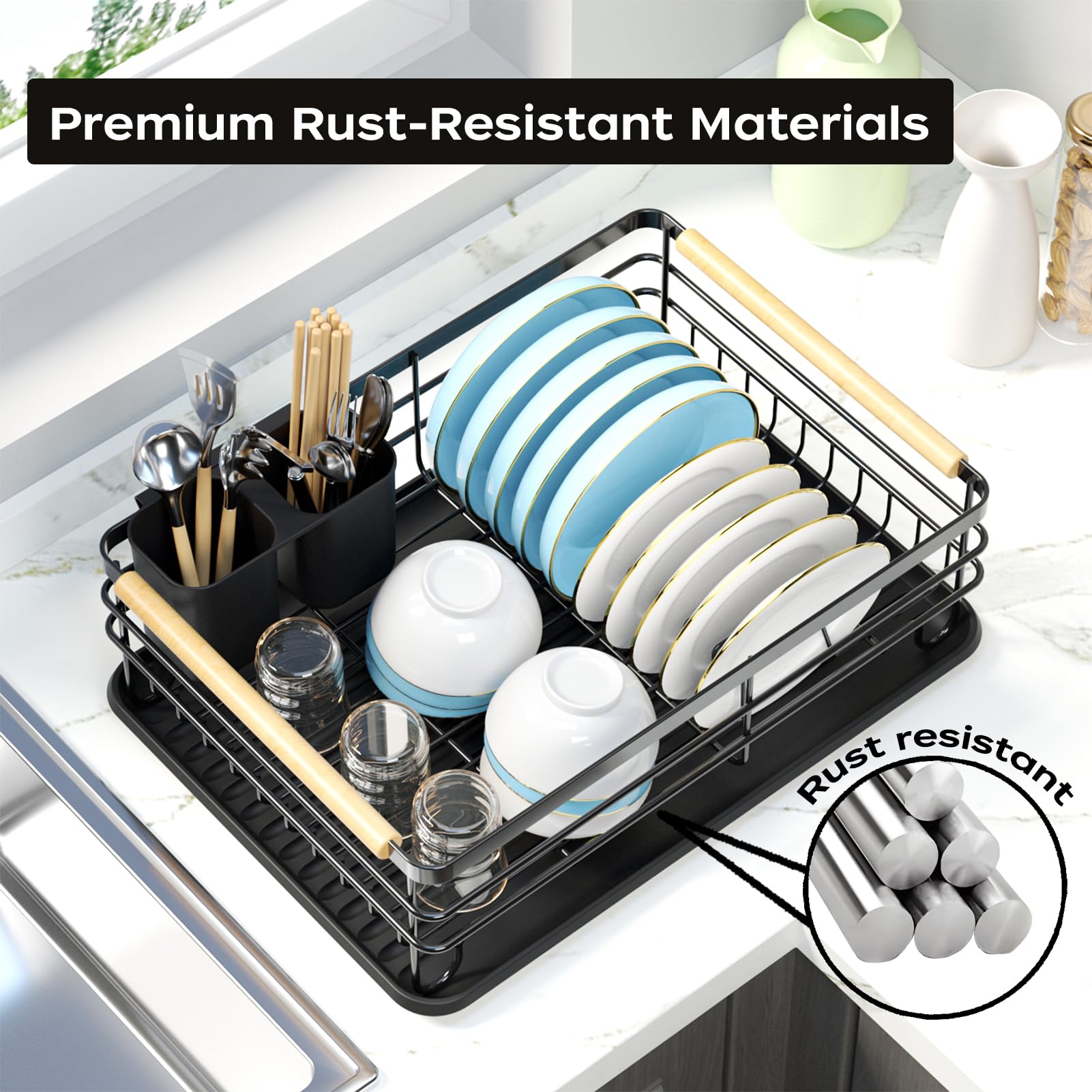 Jouzevic dish rack using rust-resistant materials for longevity