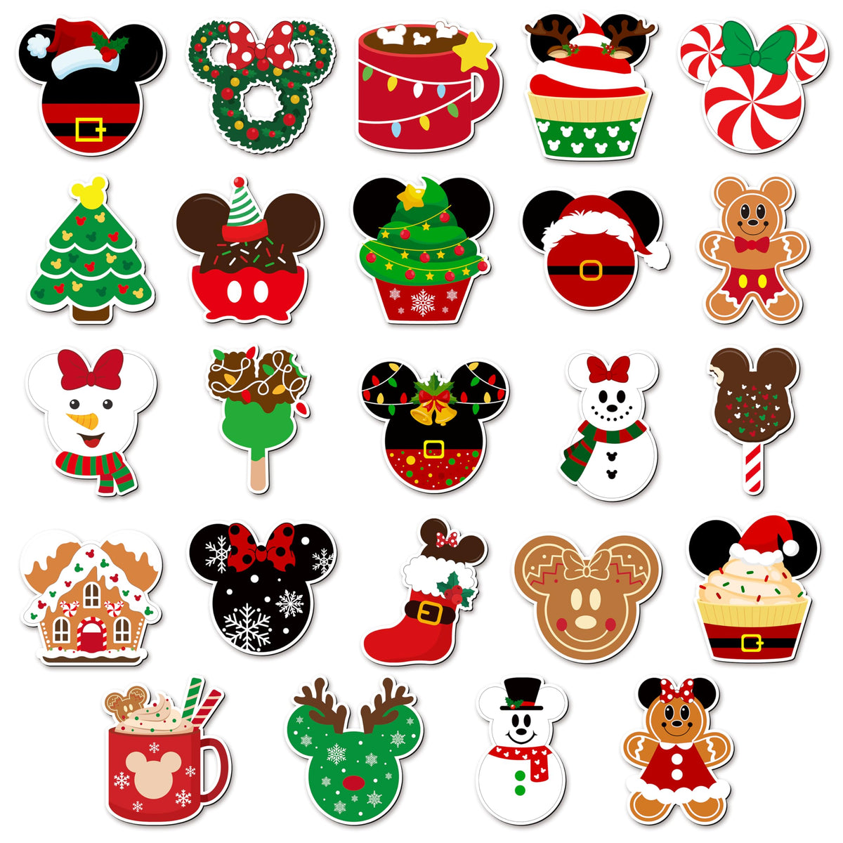JovelliBom 24-piece Christmas mouse magnets decorate doors and surfaces.