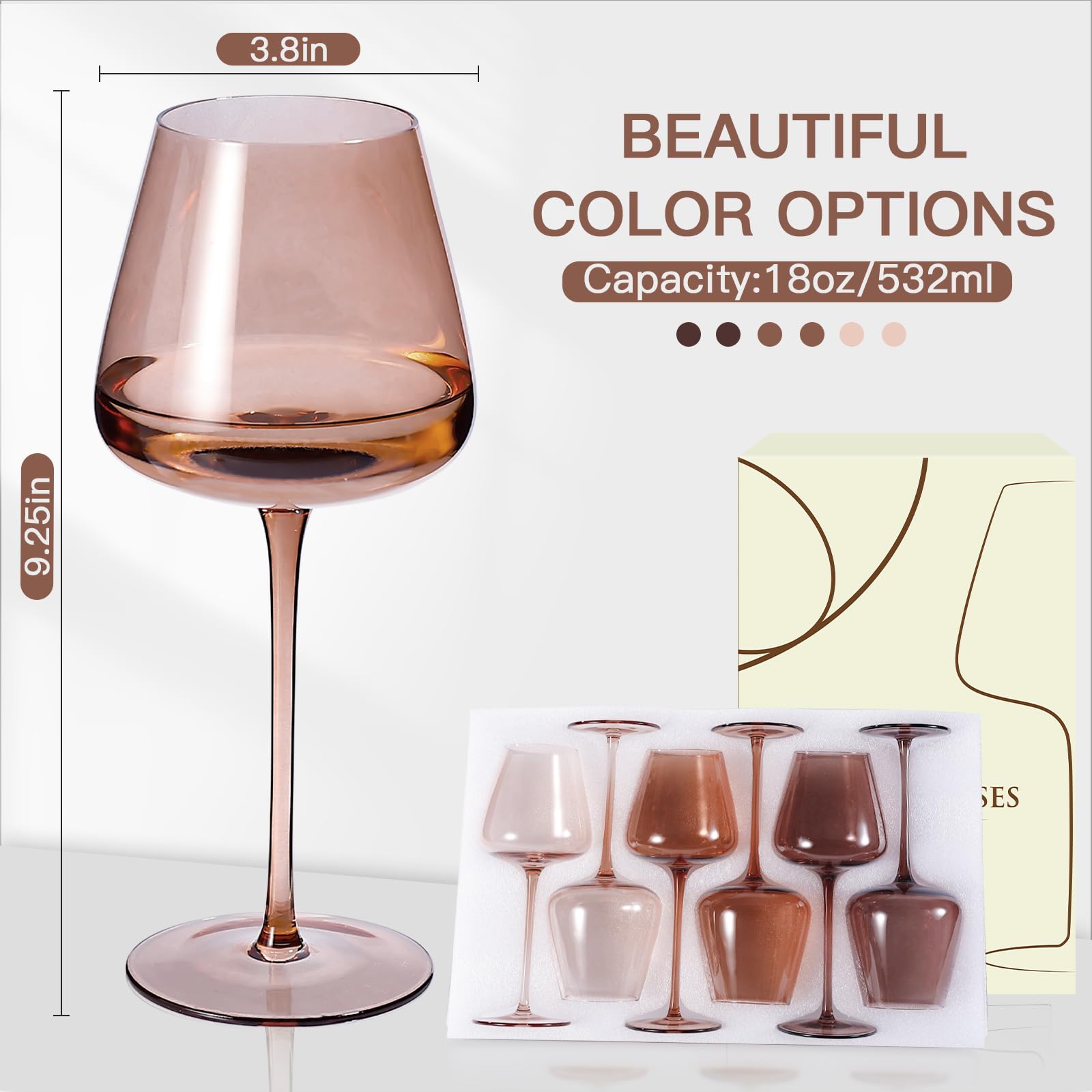 JOVGANK Venus wine glasses offer comfortable 18oz capacity for everyday sipping.