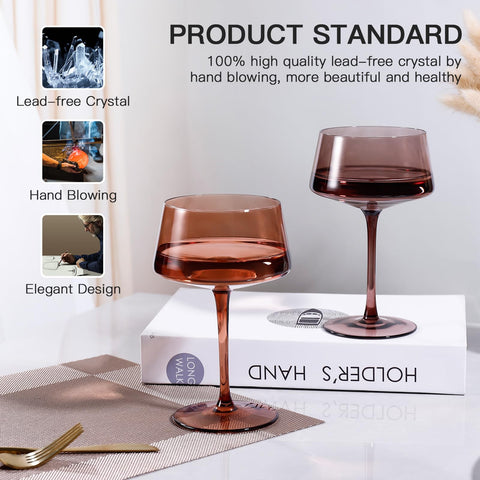 JOVGANK lead-free crystal coupe glass delivers a lighter, refined sipping experience.