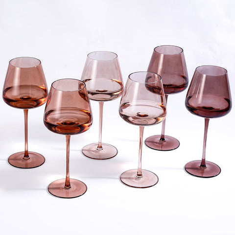 JOVGANK Venus amber wine glasses set of six, ideal for color-coordinated entertaining.