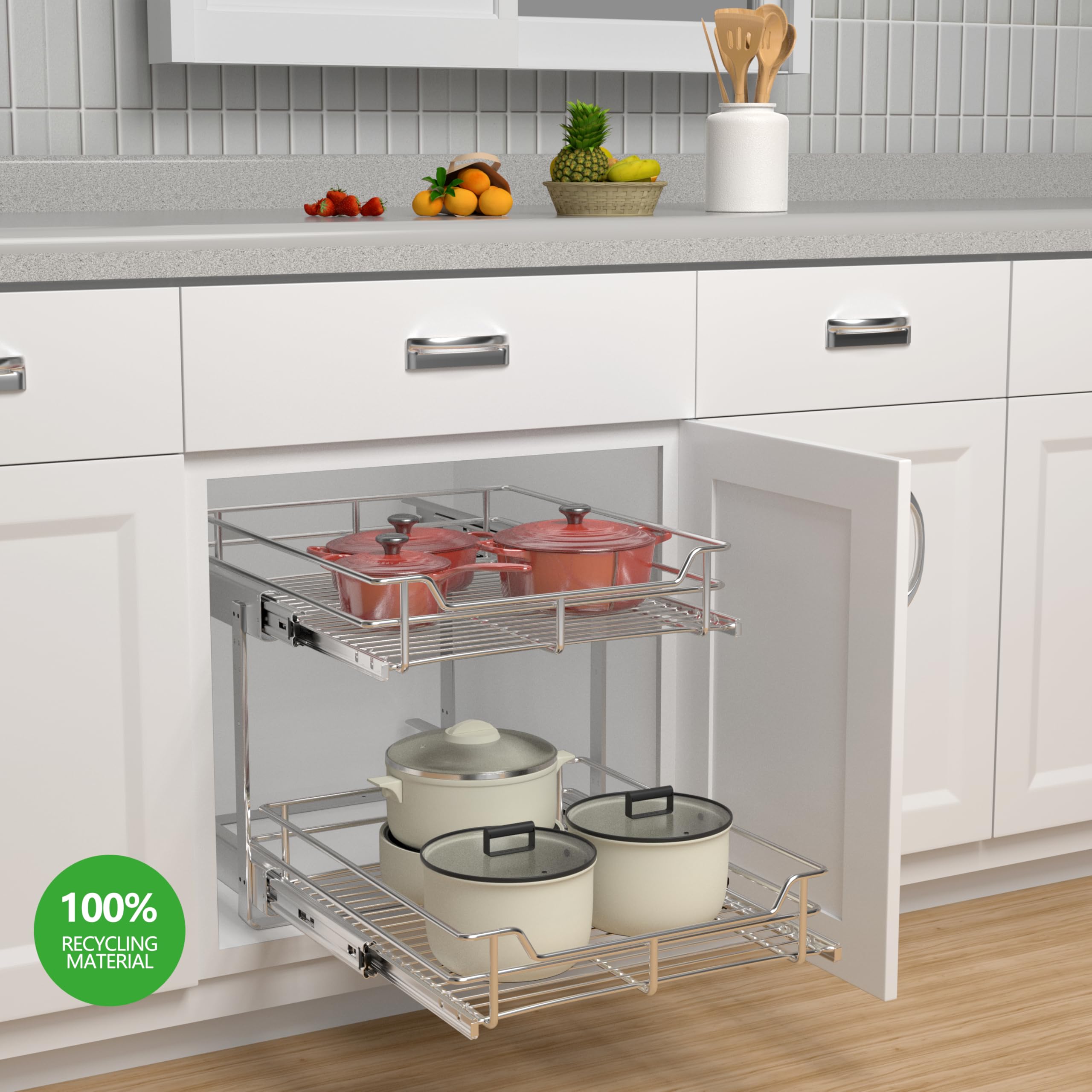 JOWBOOW under-cabinet organizer keeping pots within reach