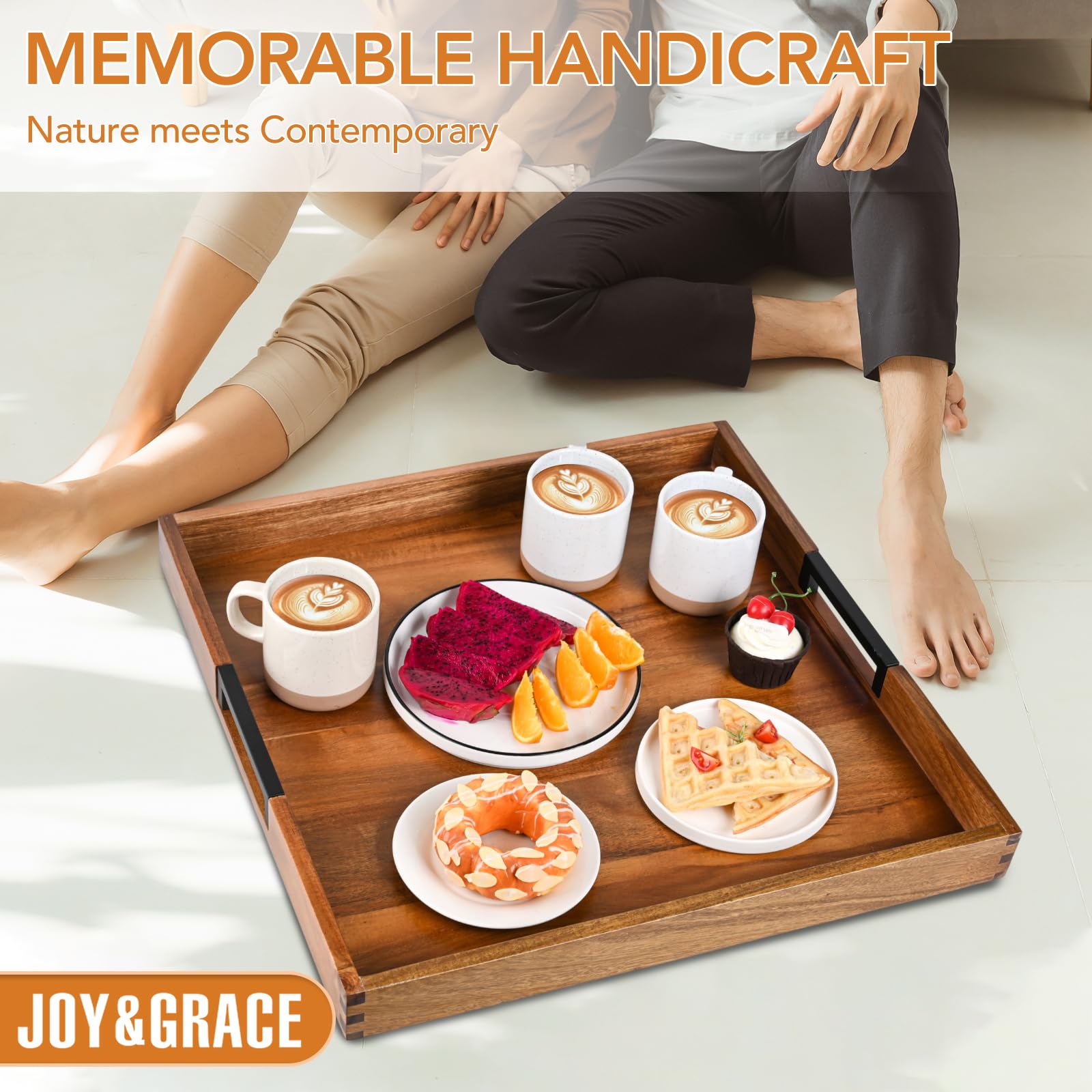 Joy&Grace acacia wood laminate bottom adds warp resistance for lasting use.