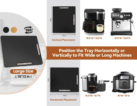 Joy&Grace large 16x13 bamboo tray supports coffee makers and appliances safely.