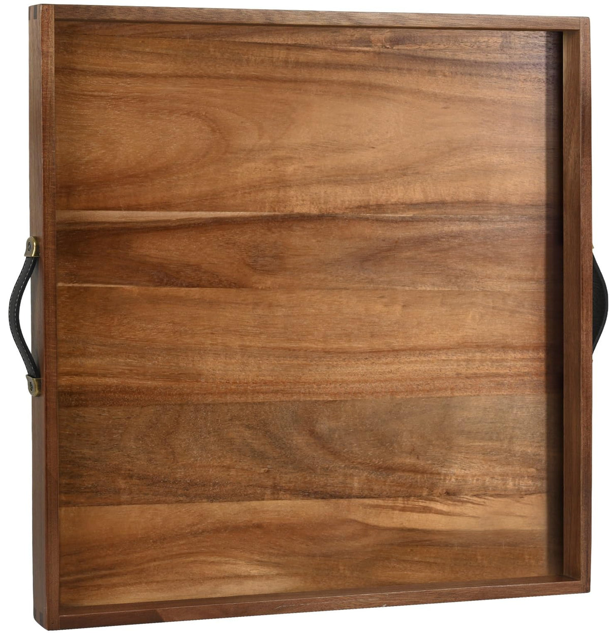 Joy&Grace extra-large square ottoman tray in natural acacia for serving and display