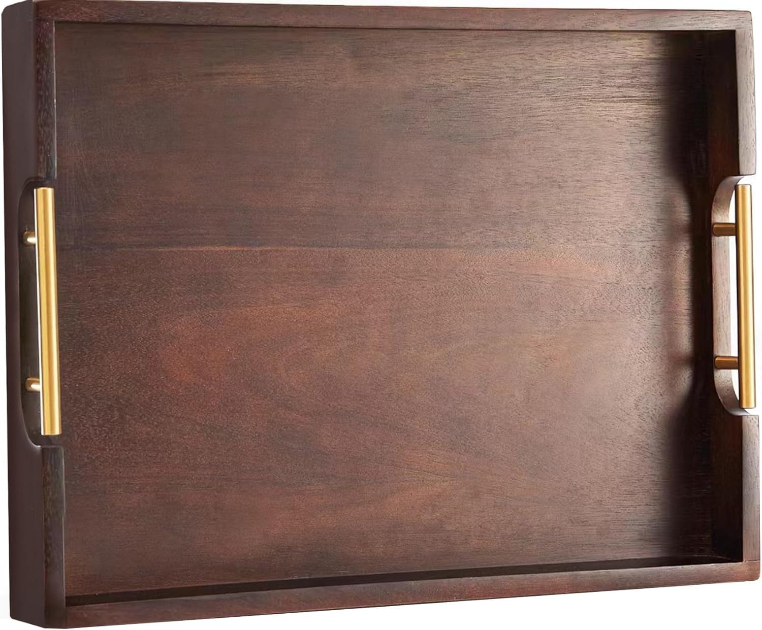 Joy&Grace ottoman tray in living room with solid acacia wood and warm finish for stylish hosting